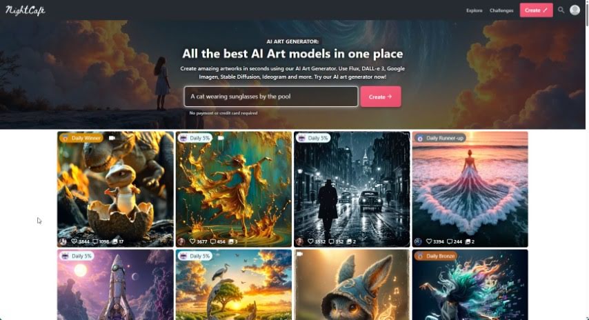 Screenshot of NightCafe Creator