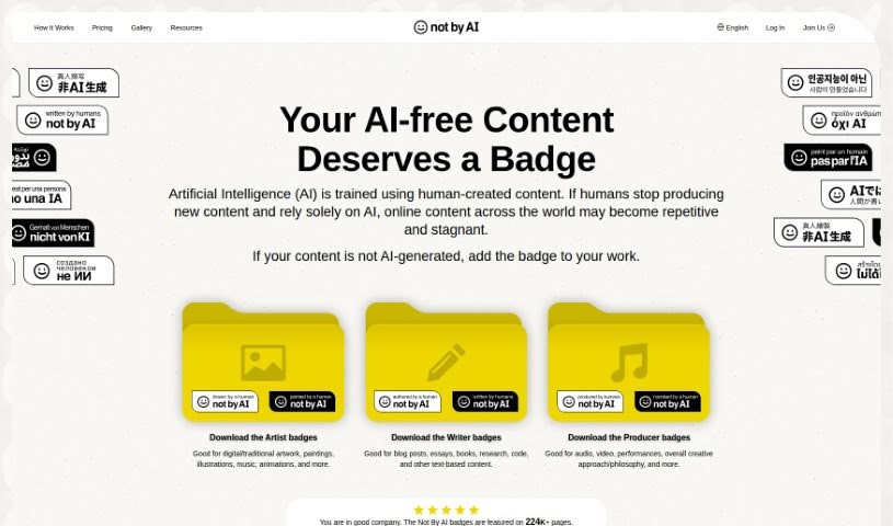 Screenshot of Not By AI