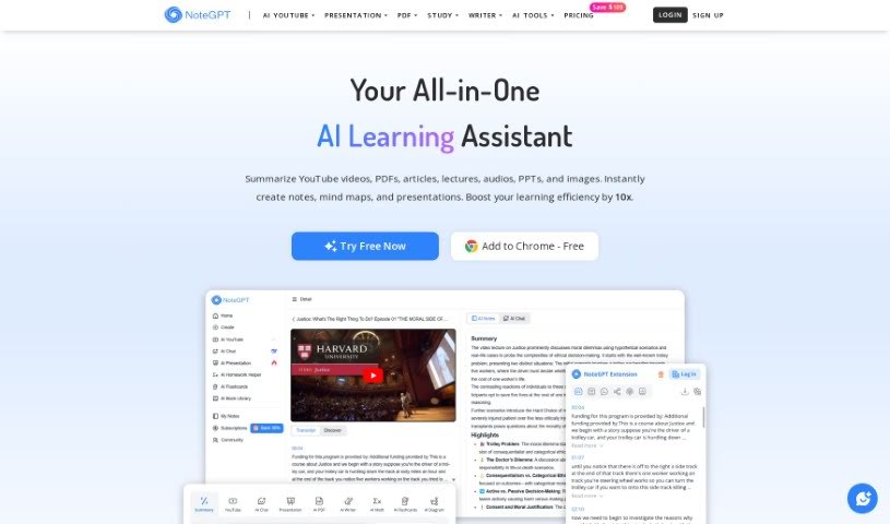 Screenshot of NoteGPT