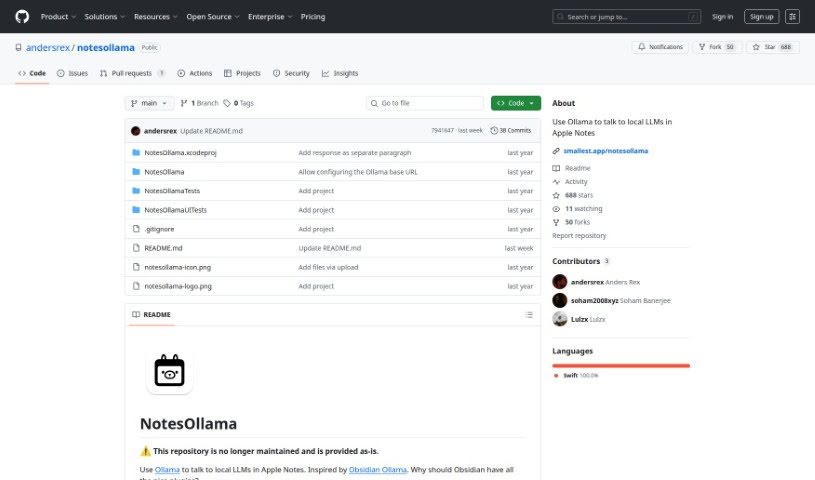 Screenshot of Notesollama
