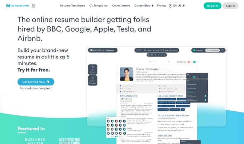 Screenshot of Novoresume