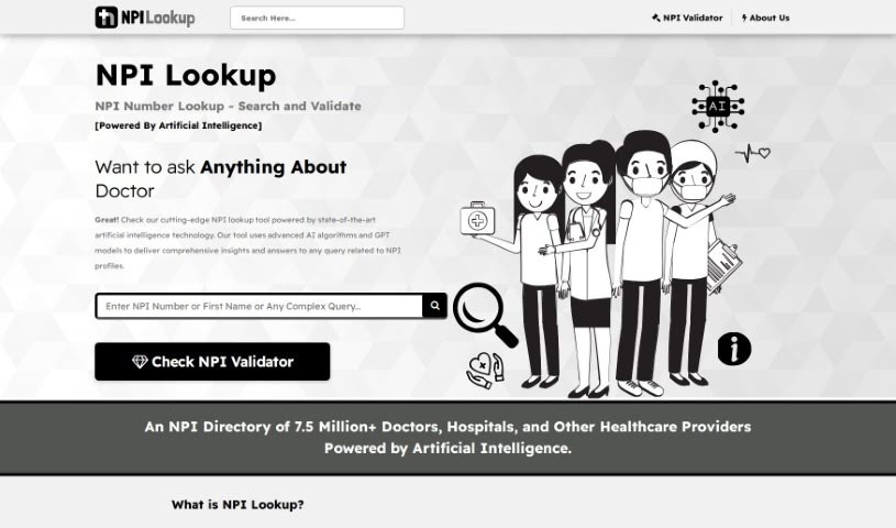 Screenshot of Npi Number Lookup