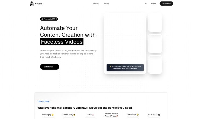 Screenshot of Nullface AI