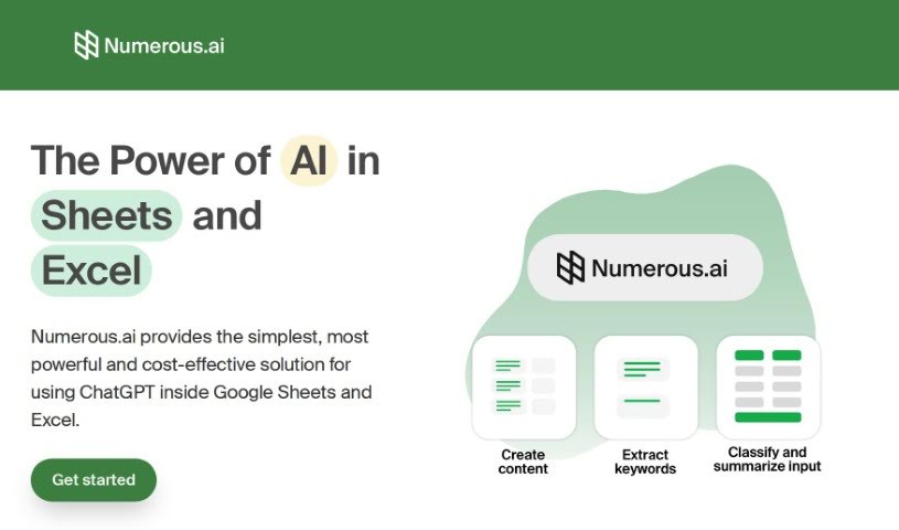 Screenshot of Numerous.ai