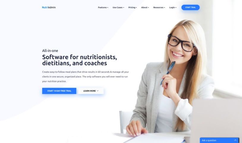 Screenshot of NutriAdmin