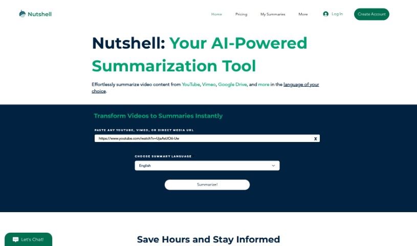 Screenshot of Nutshell Summaries