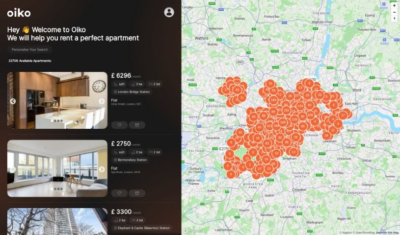 Screenshot of Oiko living