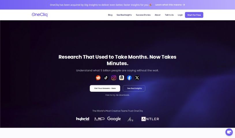 Screenshot of OneCliq