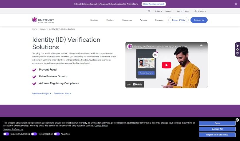 Screenshot of Onfido