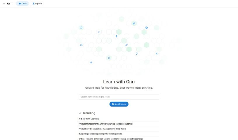 Screenshot of Onri AI