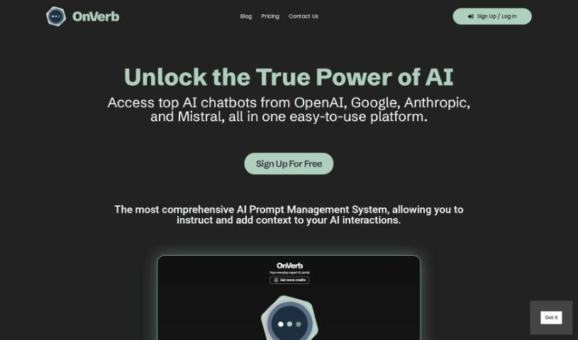 Screenshot of OnVerb