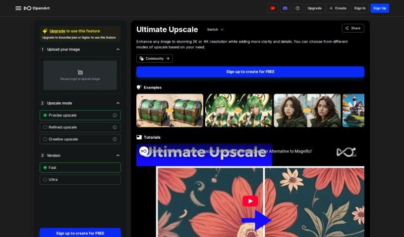 Screenshot of Openart Creative Upscale