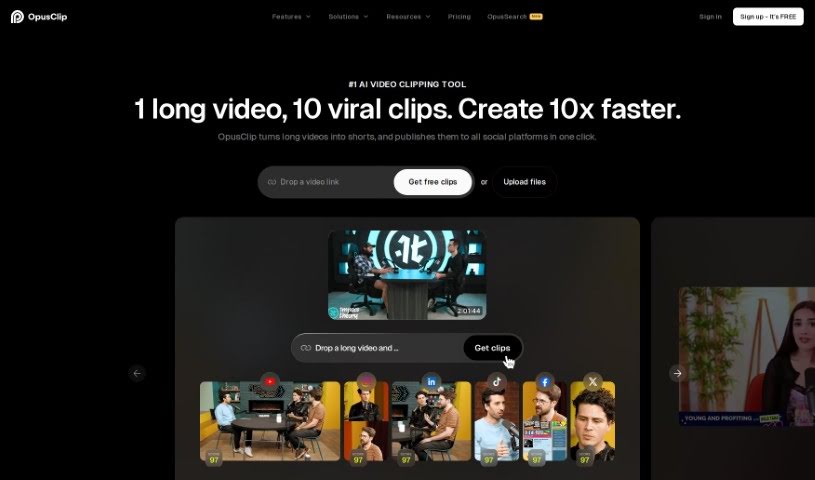 Screenshot of Opus Clip