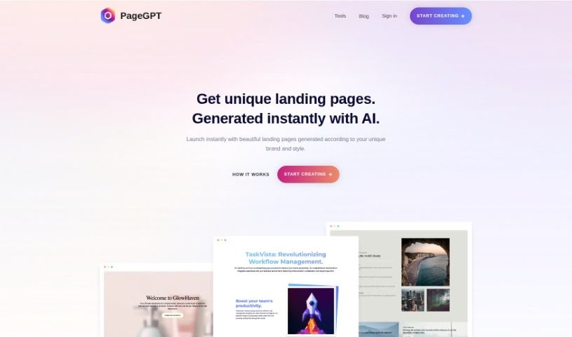 Screenshot of PageGPT