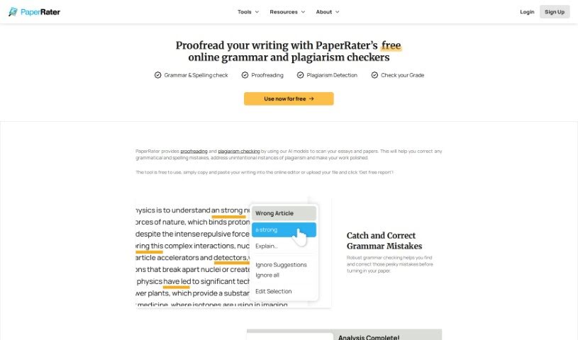 Screenshot of PaperRater