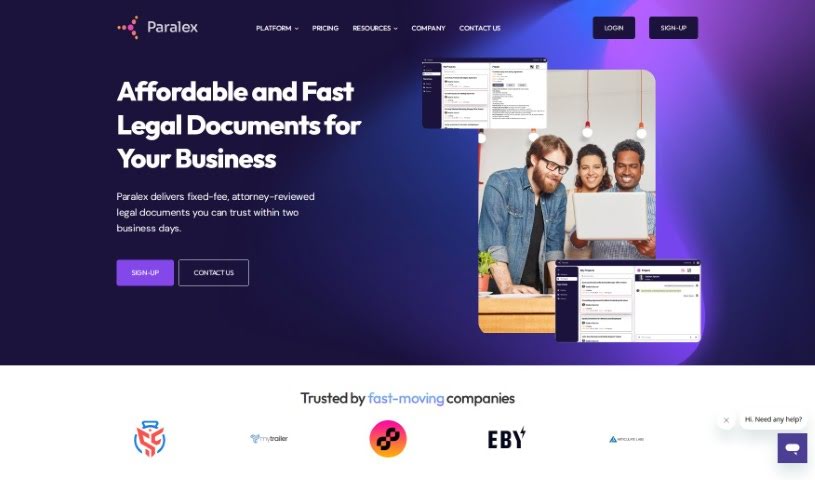 Screenshot of Paralex AI