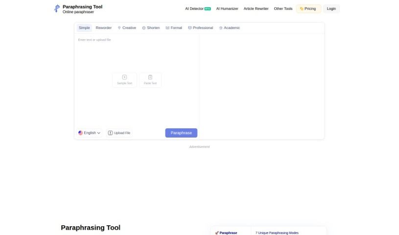 Screenshot of Paraphrasing.io