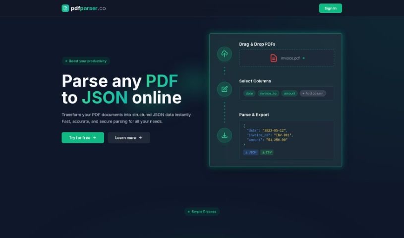 Screenshot of PDF Parser