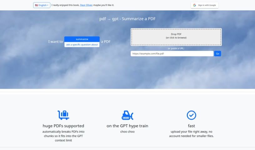 Screenshot of PDF2Gpt