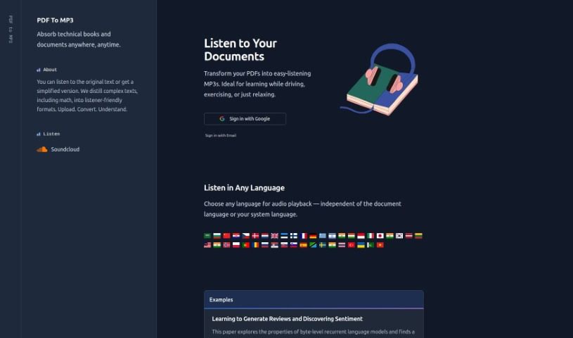 Screenshot of PDFToMP3