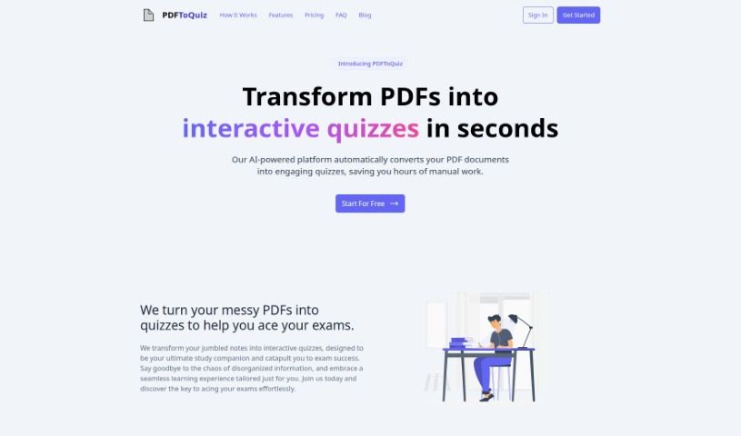 Screenshot of PDFToQuiz