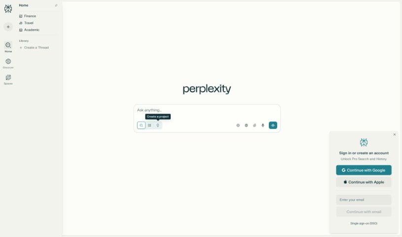 Screenshot of Perplexity
