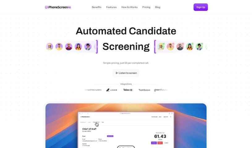 Screenshot of Phonescreen AI