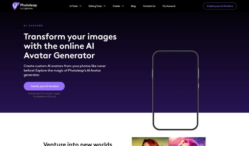 Screenshot of Photoleap AI Avatar Generator