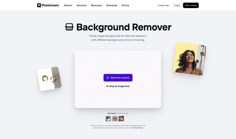 Screenshot of Photoroom AI Background Remover