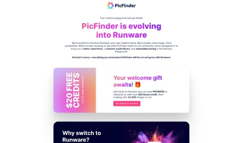 Screenshot of Picfinder.ai