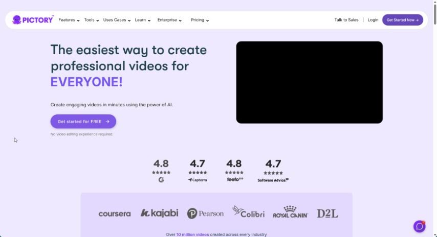 Screenshot of Pictory