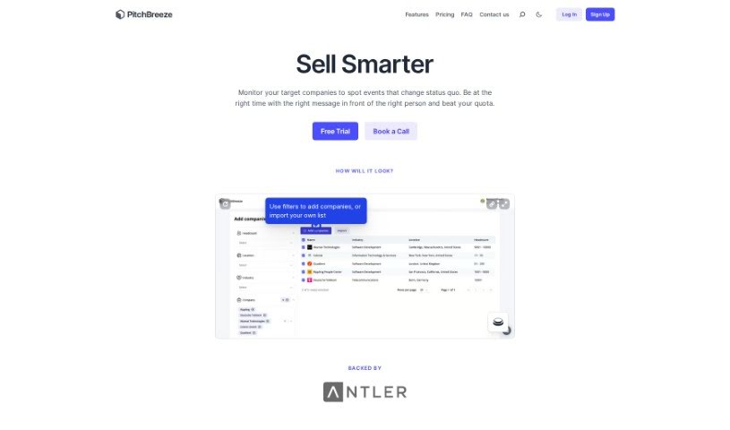 Screenshot of PitchBreeze