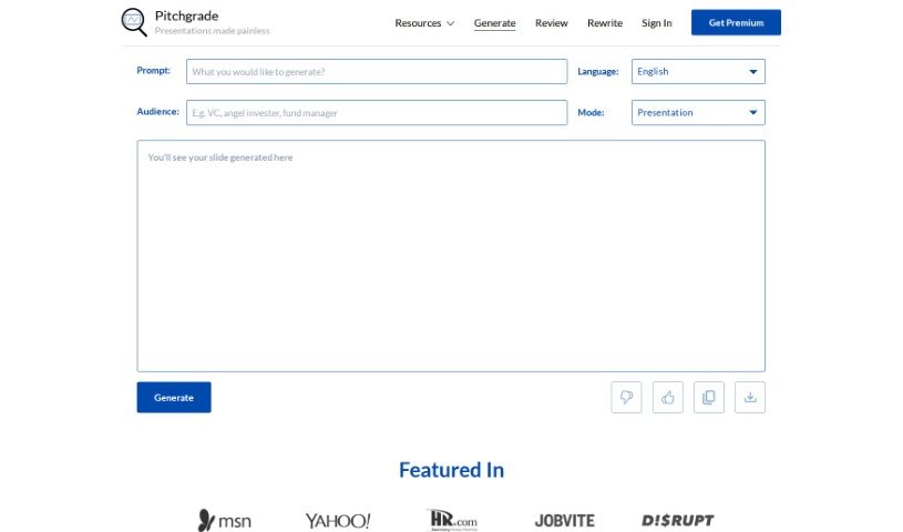 Screenshot of PitchGrade