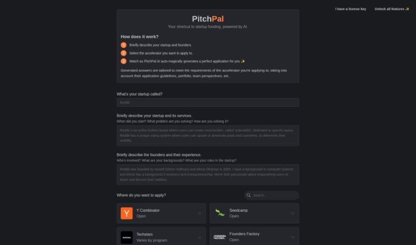 Screenshot of PitchPal