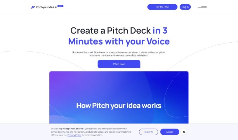 Screenshot of Pitchyouridea.ai