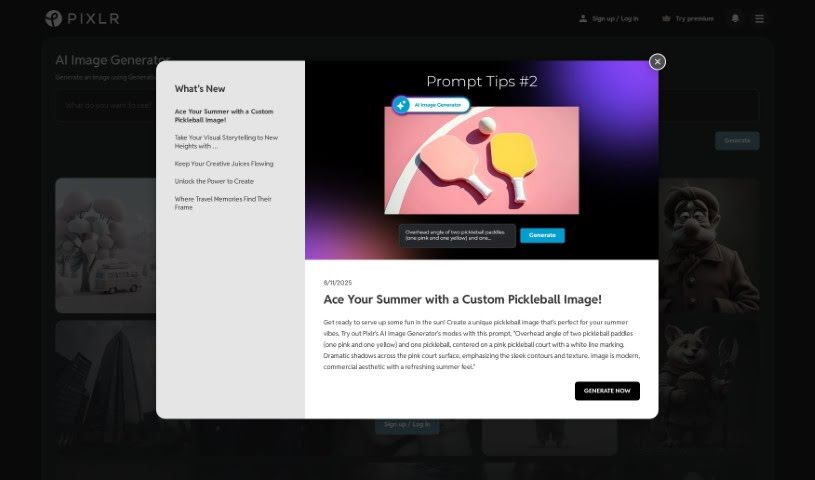 Screenshot of Pixlr AI Image Generator