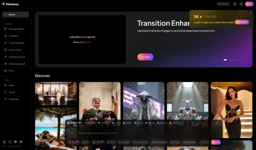 Screenshot of PixVerse AI