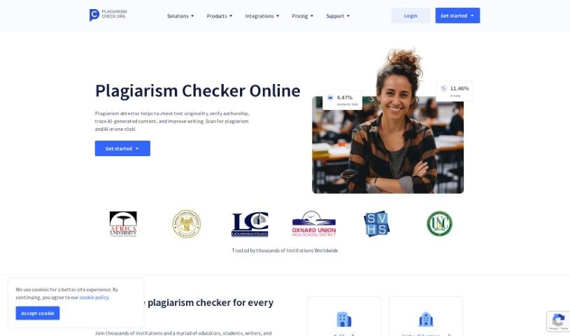 Screenshot of Plagiarismcheck.org