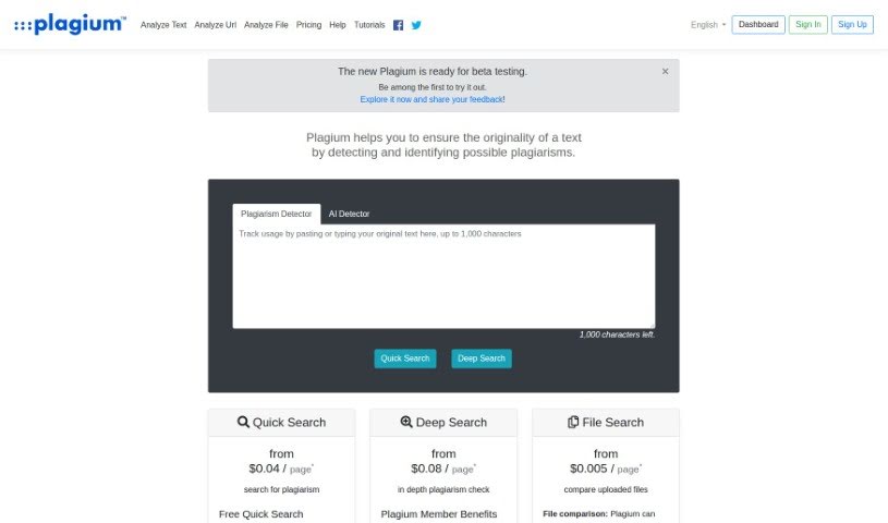 Screenshot of Plagium