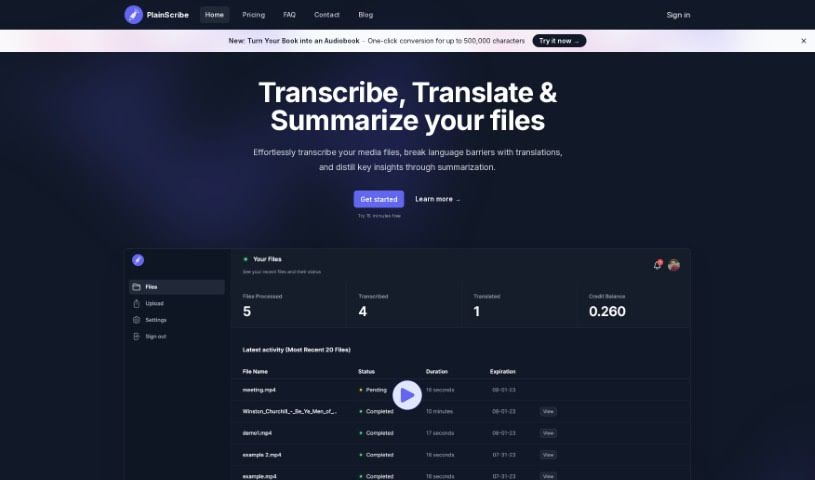 Screenshot of PlainScribe