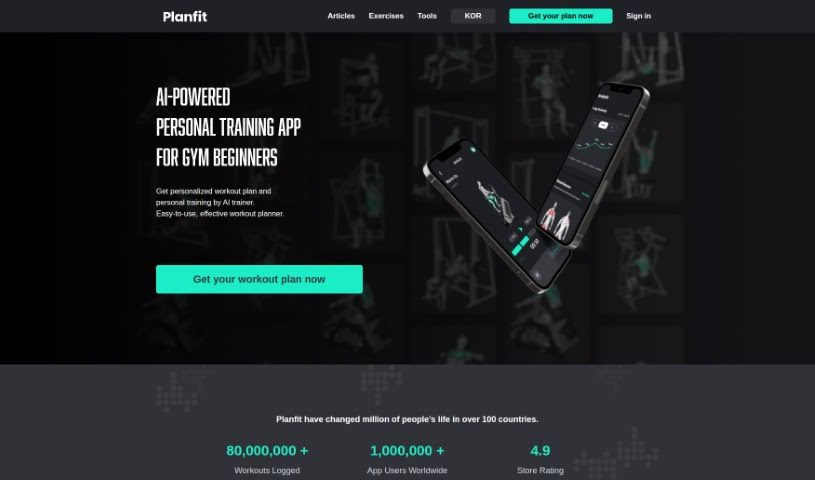 Screenshot of Planfit