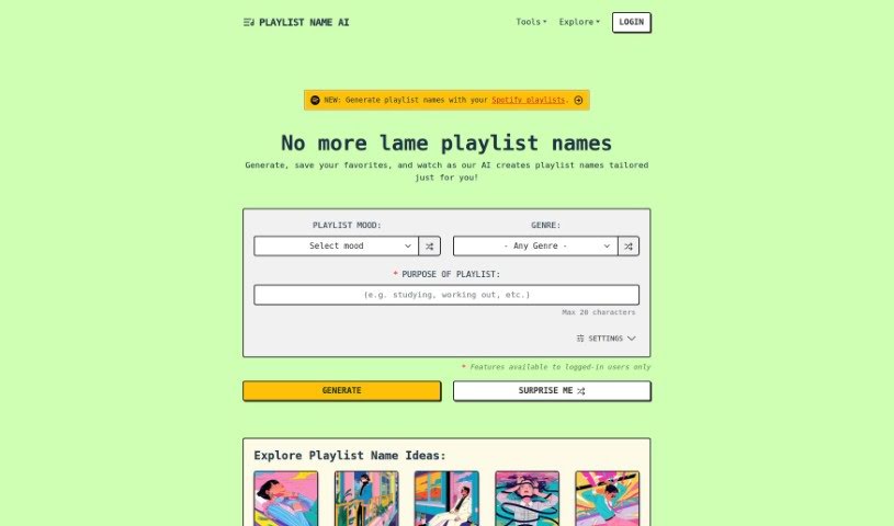 Screenshot of Playlistname AI