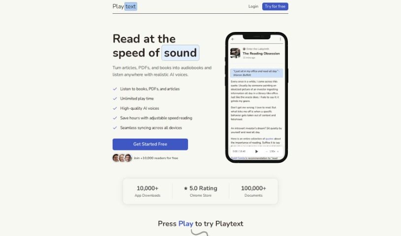 Screenshot of Playtext