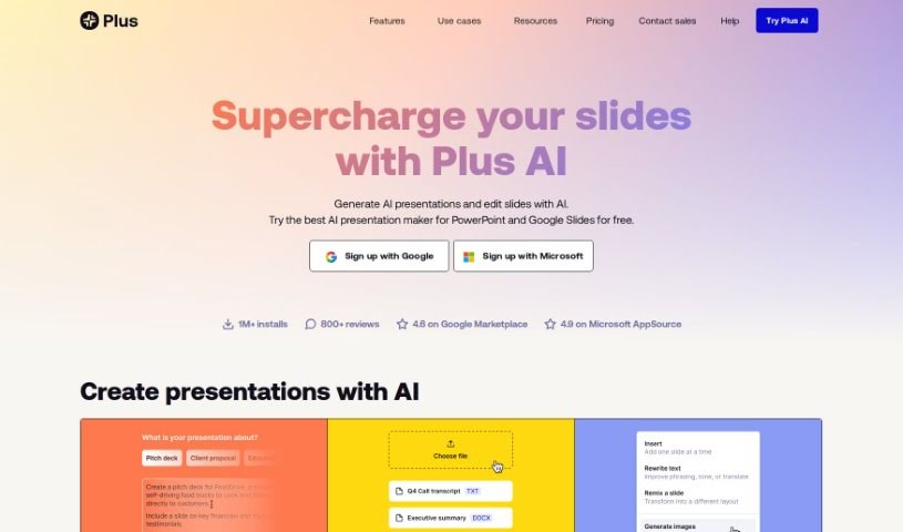Screenshot of Plus AI