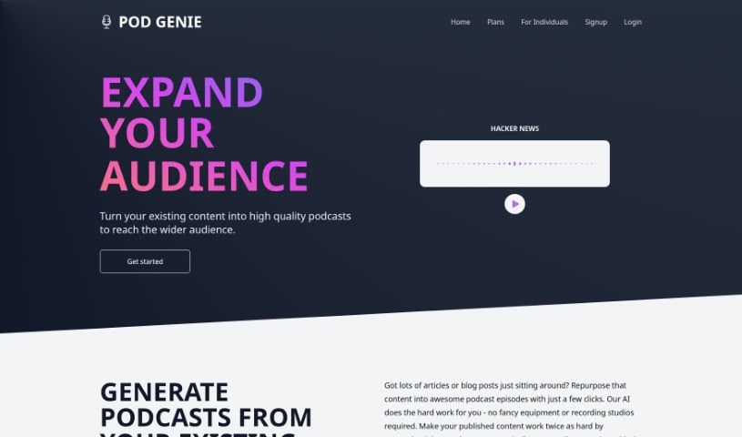 Screenshot of Pod Genie