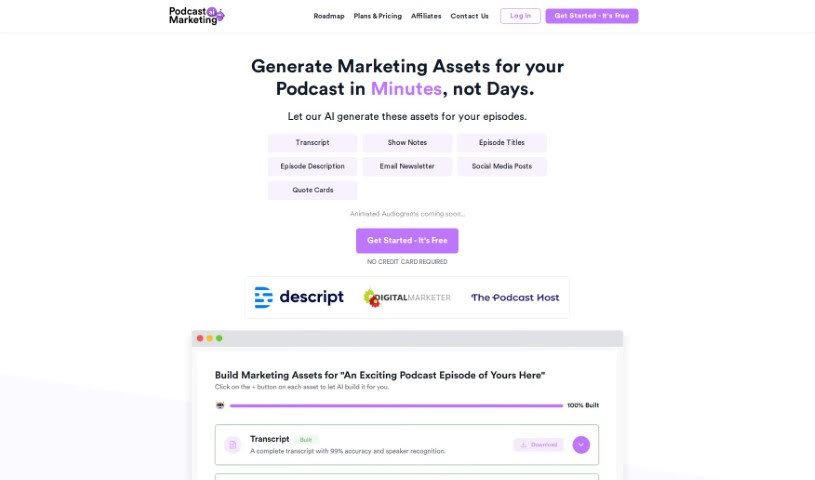Screenshot of Podcast Marketing AI