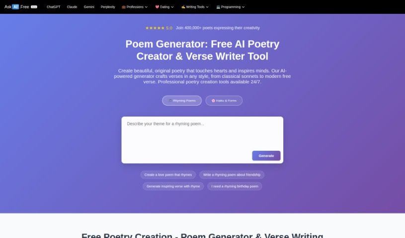 Screenshot of Poem Generator Art
