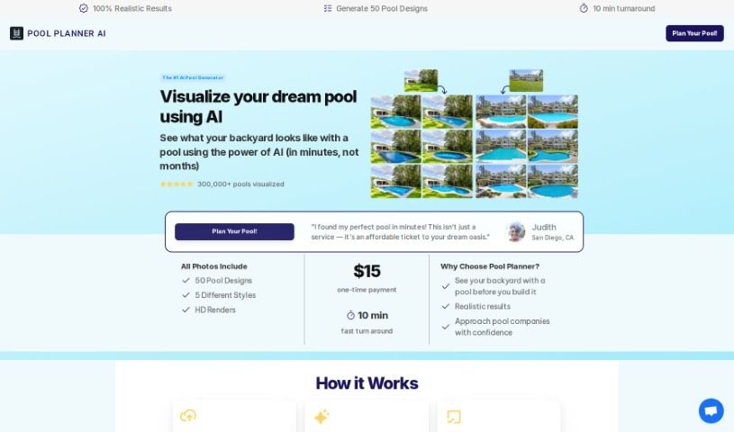 Screenshot of Pool Planner AI