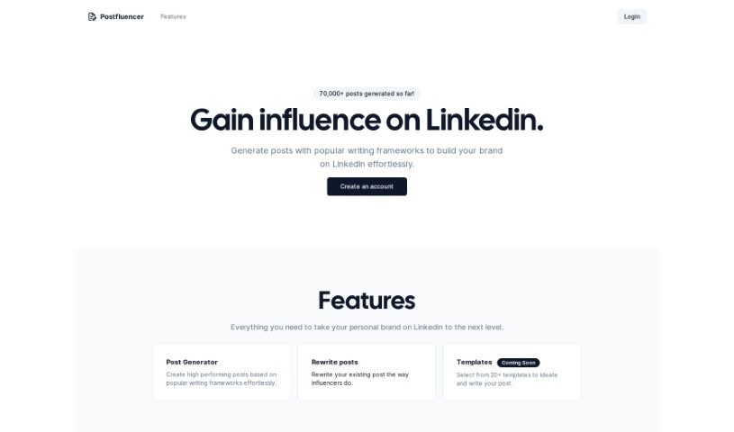 Screenshot of Postfluencer