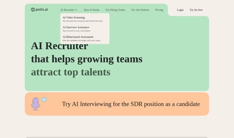 Screenshot of Potis.ai